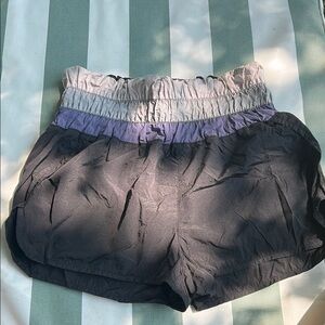 FP Movement by Free People Black and Purple Athletic Shorts with Satin Finish
